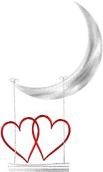 Moon hearts - Moonwith dangling hearts