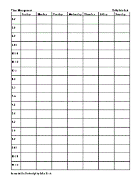 Schedule sheet - Sample of a schedule sheet Schedule sheet - Sample of a schedule sheet