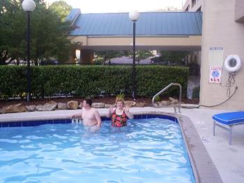 Amanda and Stuart in the swimming pool - Stuart wanted me to take a picture of he and Amanda in the swimming pool at Birmingham, so here they are!! Amanda and Stuart in the swimming pool - Stuart wanted me to take a picture of he and Amanda in the swimming pool at Birmingham, so here they are!!