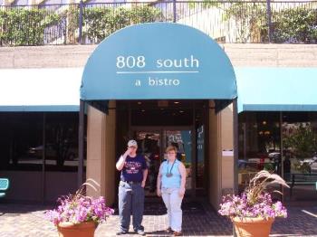 Outside the Doubletree - I took this shot of Amanda and Stuart standing outside of the hotel. Boy was it hot!! Luckily we were able to find a shade! Outside the Doubletree - I took this shot of Amanda and Stuart standing outside of the hotel. Boy was it hot!! Luckily we were able to find a shade!
