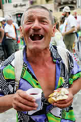 be happy - happy man with 2 front teeth
