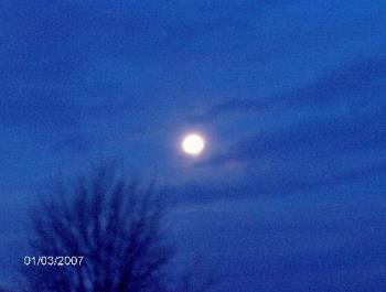 A picture of a full moon taken in front of my hous - A picture of a full moon taken in front of my house.