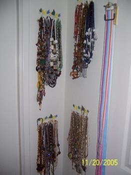 My necklaces - My necklaces, I have them hanging in my dressing room. It use to take me longer to pick my necklace then to pick my clothes. 