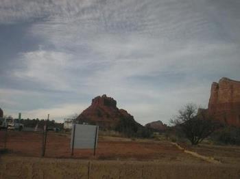 Bell Rock - Bell Rock, picture taken by me in February of 2007, from the truck, as we drove by it. W and his son C climbed this bell-shaped rock a couple of weeks ago, on a father-son outting. 