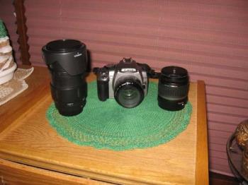 Canon Rebel Xt - This is my basic starter setup. I received an 18-55 kit lens and Purchased the Tameron 28-200 zoom lensand a fixed f1.8 50mm lens. I am working toward a fast telephoto lens.