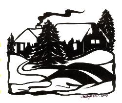 Cabin in the snow cutting - scherenschnitte/silhouette