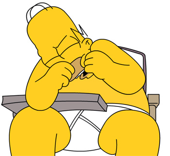 Homer Diaper - Homer did it again. Stuck into a school chair wearing a diaper. Very funny picture.