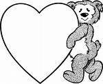 Teddy bear with heart - black and white picture of teddy bear with heart