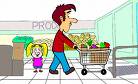 Grocery store - grocery store shopping, cartoon