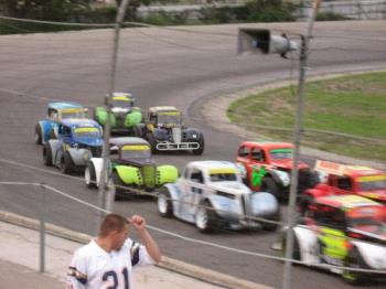 "They&#039;re Off!" - The start of the first race of the Great North Legends Friday evening.