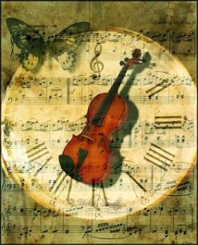 Violin - A violin sonata. Violin in the middle of music chords.