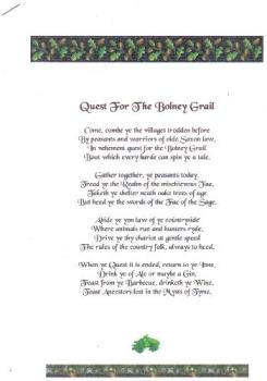 Quest For The Bolney Grail - The introductory rhyme to the clues for the Quest.