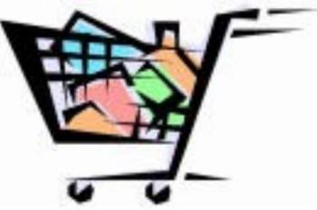 Rushin&#039; Shopper. - shopping trolley icon.