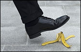 surely slip down - slipped down by stepped on banana&#039;s unused skin.