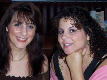 My sister and me - I darkened my hair to be more like the sisters. It is really a medium brown/auburn shade. This is my sister and me.