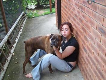 My Hudson & I. RIP - A photo of myself and my Boxer Hudson, who passed away several months ago.