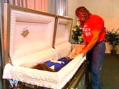 Triple H as Kane  - Triple H pretended to be Kane and "screwed Katie Vick&#039;s brains out" in the coffin.

Bad, real bad.