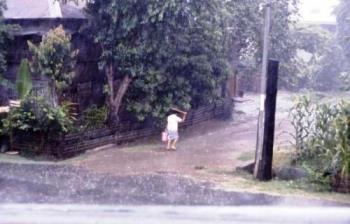 Rain - A woman walking in the rain.