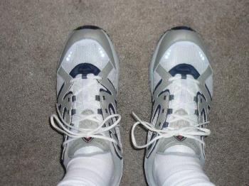 Sneakers - Here is a picture of me standing in my brand new Ecco sneakers. They are extremely comfortable and provide much more support for my feet. Better than other brand name shoes.