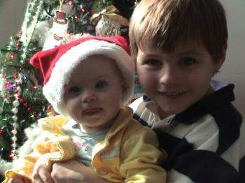 my son and youngest daughter - This is my son and youngest daughter last Christmas. He was 5 and she was 8 months old.