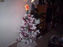 Christmas three years ago - Our Ghetto, overdecorated tree, lol.