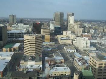 Aerial view of downtown Winnipeg, MB - This photo was take from the restaurant at the Hotel Fort Garry. 
