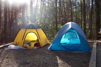 our tents set up. - Our tents, when we went cold weather camping.