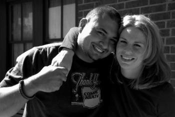 My husband and me - Outside the Japanese restaurant.