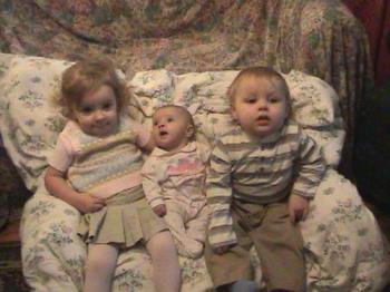 my older kids in 2003 - A picture of my oldest 3 kids on January 3, 2003.
Meagan-2 1/2, Brenna-almost 2 months old and Owen-15 months.