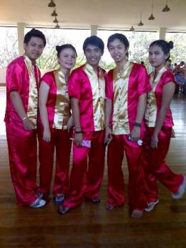 Chinese dancers - My classmates and I preparing for our p.e night dance off. Chinese festival theme.