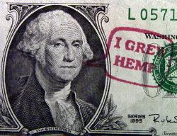 George grew hemp - A stamped Dollar Bill.