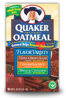 quaker instant oatmeal - This variety pack is not my favorite and does not have the banana & cream flavour, but I couldn&#039;t find a pic for the variety pack with that flavour so I resorted to this one. The only one I like in this pack is the &#039;apples and cinammon&#039; flavoured packet.