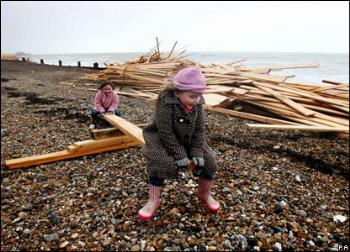 Salvage See Saw - A See-Saw made from salvaged timber at Worthing by two innovative little girls. Monday, 21st January 2008. Salvage See Saw - A See-Saw made from salvaged timber at Worthing by two innovative little girls. Monday, 21st January 2008.