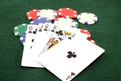Cards, chips - Chips and cards on a green felt background