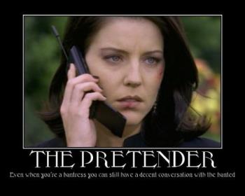 The Pretender - Miss Parker - Miss Parker in The Pretender, with a cool motivational quote from a fan! The hunted is "Jarod" The Pretender, of course.