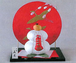 Japanese New Year - Kagamimochi, a deco made of rounded rice rolls