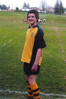 Mitch in his rugby uniform - Here is Mitch proudly sporting his school colors during a big rugby game.