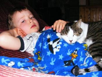 Ed and my son - This is Ed and my oldest son. Ed is the one that cleans blind cords.