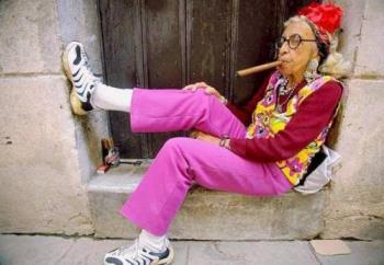 old lady - old lady with cigar