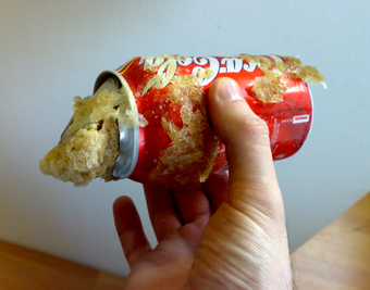Exploded can - An example of a can blown up due to being frozen!