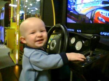 Nicholas at 15 months - A little racer already!