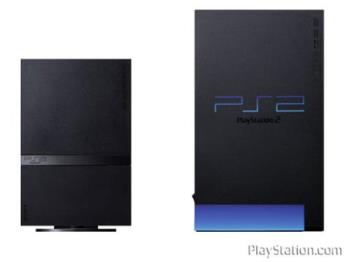 PlayStation 2 Fat and Slim - These are the two versions of the PlayStation 2 consoles.

The Fat which has an expansion bay and a disk tray that slides out. The slim, without expansion bay and pop open disk cover.