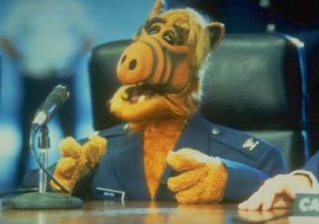 Alf For President - This is a picture of Alf for those that are too young to remember the show. I wish I had a picture of Mrs. Sherman to compare side by side, but I swear she looked dead on him lol.