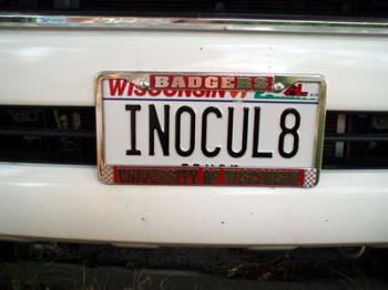 license plate, vanity plate - License plate of medical personel perhaps.