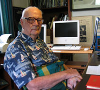 Arthur C. Clarke - Arthur C. Clarke at his home office in Colombo, Sri Lanka, 28 March 2005 (photo by Amy Marash).