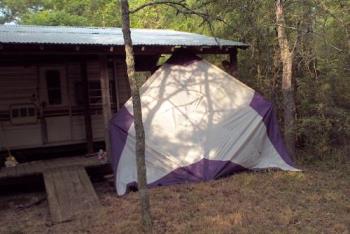 Multi purpose tent topper - I realised the top of my tent could be used as a make shift shower curtain. :)