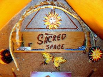 Photo from a sign in my sancturary - This hands above my alter in my sanctuary in the uppermost level of our house. It is where I go for solitude, prayer, reflection and pamper time. 