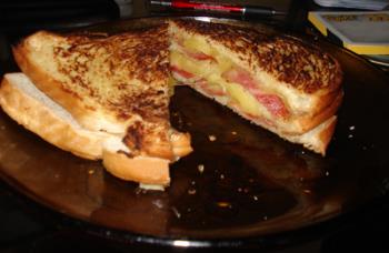 Sandwich for my dad - cheese and bacon sandwich