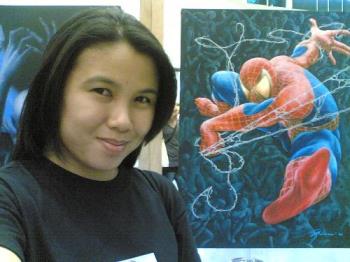 with spidey painting - a photo taken with a Spider Man painting