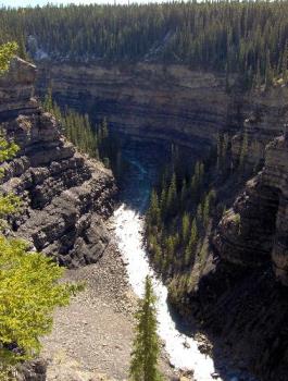 Mountain Canyon From a Precipice - This picture was taken from a small canyon ledge about 1500 feet above the floor of the canyon - and no safety net! LOL